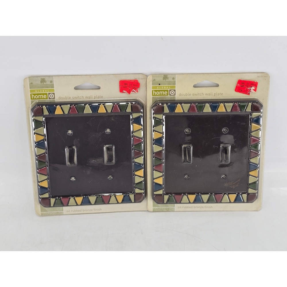 VTG 2005 TARGET Global Home Double Switch Wall Plates Mosaic Tile Border NEW